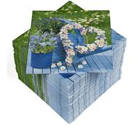 HEKU 100 tovaglioli, 3 veli, 33 x 33 cm, assorbenti e pratici, realizzati in Europa, ideali per matrimoni, anniversari e occasioni speciali, cuore floreale