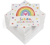 HEKU 100 tovaglioli a 3 veli, 33 x 33 cm, arcobaleno, assorbenti e pratici, ampia scelta, ideali per occasioni speciali