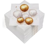 HEKU 100 tovaglioli a 3 veli, 33 x 33 cm, palloncini dorati/bianchi, assorbenti e pratici, ampia scelta, ideali per occasioni speciali