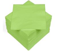HEKU 100 tovaglioli in tinta unita, 3 strati, 33 x 33 cm, qualità uniforme per eventi e gastronomia, pratica confezione da 5, altamente assorbenti ed eleganti, verde chiaro
