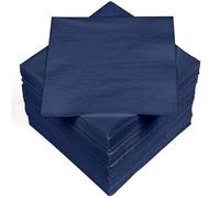 HEKU 100 tovaglioli in tinta unita, 3 strati, 33 x 33 cm, qualità uniforme per eventi e gastronomia, pratica confezione da 5, altamente assorbenti ed eleganti, blu scuro