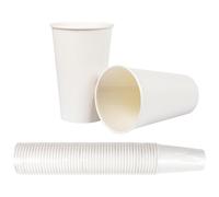 Heku 50 bicchieri di carta bianca, fibra fresca con rivestimento, ecologici e riciclabili, certificati FSC, per bevande calde e fredde, ideali per eventi, uffici e caffè, 0,4 l