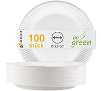 HEKU piatto di carta, bianco, rotondo, Ø in fibra fresca, Ø 23cm