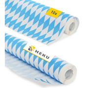 Heku Rotolo Tovaglia Carta Oktoberfest 15 Pezzi 8 metri Bianco e Blu - Tovaglia di Carta Stile Bavarese Tagliabile - Oktoberfest Decorazioni per Feste ed Eventi