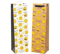 HEKU Sacchetti per bottiglie di alta qualità "Smile", 4 pezzi, 40 x 12 x 10 cm, esclusiva lavorazione a fiocchi di schiuma, ideali per vino e alcolici, ecologici e riutilizzabili