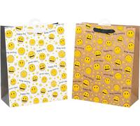 HEKU Sacchetti regalo XL "Smile", confezione da 4, 33 x 26 x 13 cm, esclusiva finitura in fiocchi di schiuma, versatili, ecologici e riutilizzabili