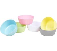 Heku Set di 6 ciotole riutilizzabili in pastello, diametro 12 cm, in materiale PP, leggeri e robusti, lavabili in lavastoviglie e adatti al microonde, multicolori