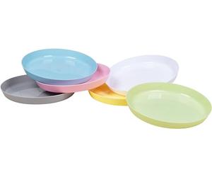 HEKU Set di 6 piatti riutilizzabili in pastello, diametro 18,5 cm, in materiale PP, leggeri e robusti, lavabili in lavastoviglie e adatti al microonde, multicolori