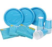 HEKU Set monouso per feste, 120 pezzi, in turchese, adatto per 30 ospiti, con piatto di carta, bicchieri da festa (0,25 l) e tovaglioli (33 x 33 cm), ideale per feste, barbecue, compleanni e matrimoni