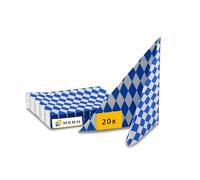 HEKU Tovaglioli die Carta Oktoberfest 300 Pezzi 33x33 cm - Tovaglioli 3 Strati a Quadri Bavaresi Blu e Bianchi - Tovaglioli Carta Decorazioni Oktoberfest Festa Brezel