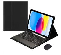 HEKUEUN Custodia con Tastiera per iPad 10a Generazione 10,9 Pollici 2022, con Mouse Staccabile Tastiera Wireless Bluetooth Trackpad, Custodia Magnetica Ultra Sottile con Portapenne,Nero
