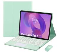 HEKUEUN Custodia con Tastiera per Lenovo Idea Tab 11 Pollici 2025 (Modelli TB-336ZU/TB-336FU), Layout Italiano Tastiera Staccabile Touchpad Intelligente, Custodia Ultrasottile con Mouse,Mint Green