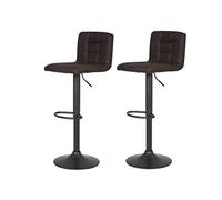 Hela Tische Amanda Set di 2 sgabelli da bar, con rivestimento in grigio fango effetto vintage, struttura di colore grigio girevole a 360°, base a tromba, funzione di sollevamento
