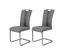 Hela Tische Amber2 Set di 2 sedie cantilever, con rivestimento in similpelle di colore grigio antracite, struttura in metallo grigio, da 98 x 43 x 56 cm