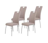 Hela Tische, Andrea - Set di 4 sedie per sala da pranzo, rivestimento in similpelle color cappuccino, struttura tubolare a sezione circolare in metallo cromato, 100 x 43 x 64 cm