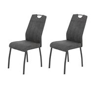Hela Tische, Elif Set da 2 sedie da cucina/sala da pranzo, in microfibra di colore grigio antracite, struttura in metallo a 4 gambe, schienale con impugnatura, portata da 140 kg