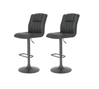 Hela Tische, Elke Set da 2 sgabelli da bar, in stile vintage, di colore grigio antracite, con portata da 120 kg, base a tromba in metallo dotata di funzione di sollevamento, girevoli a 360°