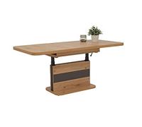Hela Tische, Gustav - Tavolino funzionale da divano, materiale a base di legno rivestito in melammina, finitura rovere, allungabile: 110-150 cm, regolabile in altezza con sollevatore: 58-76 cm