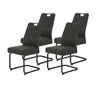 Hela Tische, Kerstin - Set di 4 sedie cantilever extra ampia, in microfibra grigio antracite, struttura tubolare a sezione quadrata di colore nero, comoda seduta a molle, portata: 140 kg