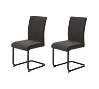 Hela Tische, Linn - Set di 2 sedie cantilever per sala da pranzo, tessuto e microfibra di colore marrone, struttura tubolare a sezione quadrata di colore nero, portata: 140 kg