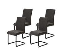 Hela Tische Linn Set di 4 sedie cantilever per sala da pranzo, in tessuto e microfibra di colore marrone, struttura tubolare a sezione quadrata di colore nero, portata da 140 kg