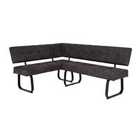 Hela Tische, Luise - Panca angolare con schienale, in microfibra antracite, struttura a slitta in metallo color grigio antracite, comoda seduta a molle, 152 x 202 x 92 cm