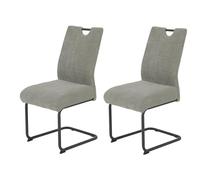 Hela Tische Merkur Set di 2 sedie cantilever per sala da pranzo, con rivestimento Breitcord di colore grigio, seduta a molle confortevole misura XL, portata da 140 kg, struttura in metallo