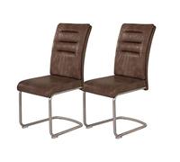 Hela Tische Paula Set di 2 sedie cantilever, con rivestimento in stile vintage di colore grigio fango, struttura tubolare circolare in acciaio inox, impugnatura ad arco, portata da 140 kg