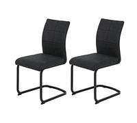 Hela Tische, Pia - Set di 2 sedie cantilever per sala da pranzo, in microfibra color antracite, struttura tubolare a sezione quadrata di colore nero, schienale ergonomico