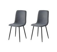 Hela Tische, Set di 2 sedie da pranzo Lipsia, rivestimento in velluto effetto corda, colore antracite, tubi tondi in metallo, portata 120 kg