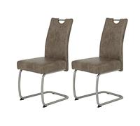 Hela Tische Sophia Set di 2 sedie cantilever per sala da pranzo, in microfibra di colore grigio fango, struttura in acciaio inox, comoda seduta a molle, portata da 140 kg