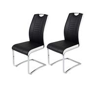 Hela Tische, Tabea - Set di 2 sedie cantilever in similpelle, colore nero/bianco, foro di impugnatura, struttura in metallo cromato, 43 x 61 x 99 cm