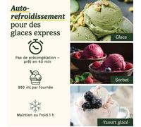 Cuisinart FreezeEase - Gelatiera autonoma con 3 programmi (Gelato, Sorbetto, Yogurt) | Nessun pre-congelamento | Pronta in 40 min | Funzione di mantenimento al freddo | Compressore 950ml (Nuovo)