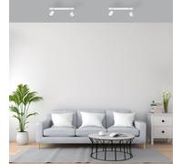 HELAM Plafoniera Tune II, bianco/cromo, metallo, a 2 luci, E27 R-L 1927/2 WT+CH+CH