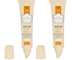 Helan, Apelab Linea Dolcezza - Balsamo Labbra Antirughe Protettivo con Protezione Solare 30 SPF - Burrocacao Emolliente con Olio di Ricino e Mandorle Dolci, Acido Ialuronico e Burro di Karitè, 15 ml