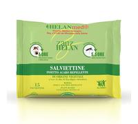 Helan Med Zanzhelan - Salviette Umidificate Antizanzare Bambini Adulti 100% Cotone Bio, Anti Zanzare con Olio di Neem, 15 Salviettine Repellente Zanzare Zecche Fino a 6 Ore, Presidio Medico Chirurgico