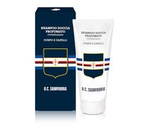 Helan Sampdoria - Shampoo e Bagnoschiuma Uomo e Donna 2in1 con Vitamina C Antiossidante, Docciaschiuma Gel Corpo e Capelli Delicato 97% Origine Naturale, Regalo e Gadget Calcio, Made in Italy, 200ml
