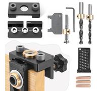 Helangel 8/10/15 mm Jig di perforazione, kit di guida per trapano in legno 3 in 1 con clip di posizionamento, localizzatore di guida di foratura regolabile e scala