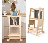 Helangel Torre di Osservazione per Bambini Torre di Apprendimento per Bambini Montessori per bambini a 3 altezze regolabili Kitchen Helper con tavolo da apprendimento Bebe per Learning Natural Wood