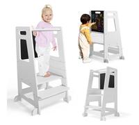 Helangel Torre montessoriana bambini,torre di Apprendimento3 in 1,Regolabile in altezza Learning Tower di età superiore18 mesi bambini per Montessori Learning Cucina in legno naturale(Bianco)