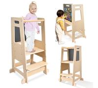 Helangel Torre montessoriana bambini,torre di Apprendimento3 in 1,Regolabile in altezza Learning Tower di età superiore18 mesi bambini per Montessori Learning Cucina in legno naturale(colore legno)