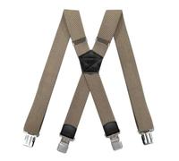 HELBAY Bretelle da lavoro per uomo all'aperto, 1,5 pollici, con retro a X, 4 clip, bretelle elastiche regolabili per pantaloni,Beige,120x3,5 cm