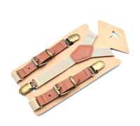 HELBAY Bretelle per bambini da 2 cm con retro a Y e 3 clip, cintura elastica regolabile, cintura per bambini, ragazzi e ragazze, accessori,Beige,65x2cm