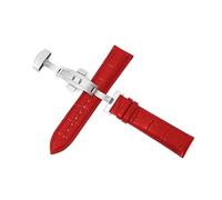 HELBAY Cinturini in pelle da uomo, 12-24 mm, cinturini da 22 mm, chiusura a farfalla automatica a doppia pressione,Rosso,22 millimetri