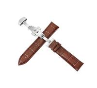 HELBAY Cinturini in pelle da uomo, 12-24 mm, cinturini da 22 mm, chiusura a farfalla automatica a doppia pressione,Linea marrone marrone,20 millimetri