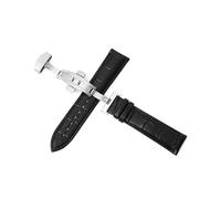 HELBAY Cinturini in pelle da uomo, 12-24 mm, cinturini da 22 mm, chiusura a farfalla automatica a doppia pressione,Linea nera nera,22 millimetri