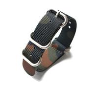 HELBAY Men's Camouflage Nylon Watch Strap, 18/20/22/24mm, Green/Blue Camouflage,Colora un cervo d'argento,18 millimetri