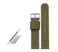 HELBAY Men's Nylon Canvas Watch Strap, 20mm, Black/Blue, Watch Accessory,Acciaio verde militare,20 millimetri