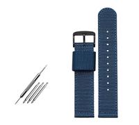 HELBAY Men's Nylon Canvas Watch Strap, 20mm, Black/Blue, Watch Accessory,Blu Nero,20 millimetri