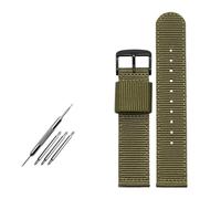 HELBAY Men's Nylon Canvas Watch Strap, 20mm, Black/Blue, Watch Accessory,Verde militare Nero,20 millimetri